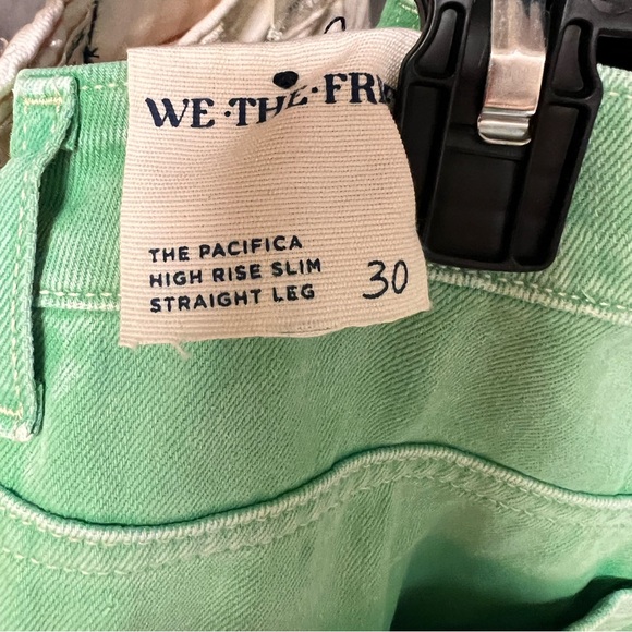 Free People We the Free Pacifica High Rise Slim Straight Leg Jeans in Green - Picture 4 of 5